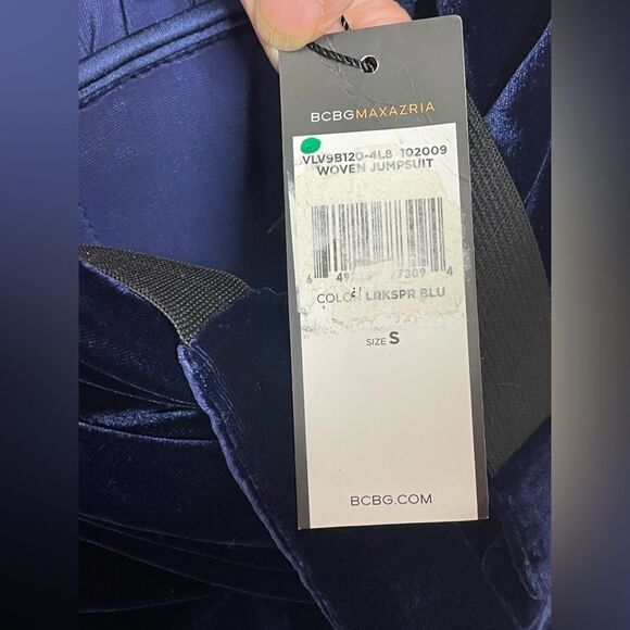 BCBGMAXAZRIA Blue Velvet Romper S - Picture 7 of 10